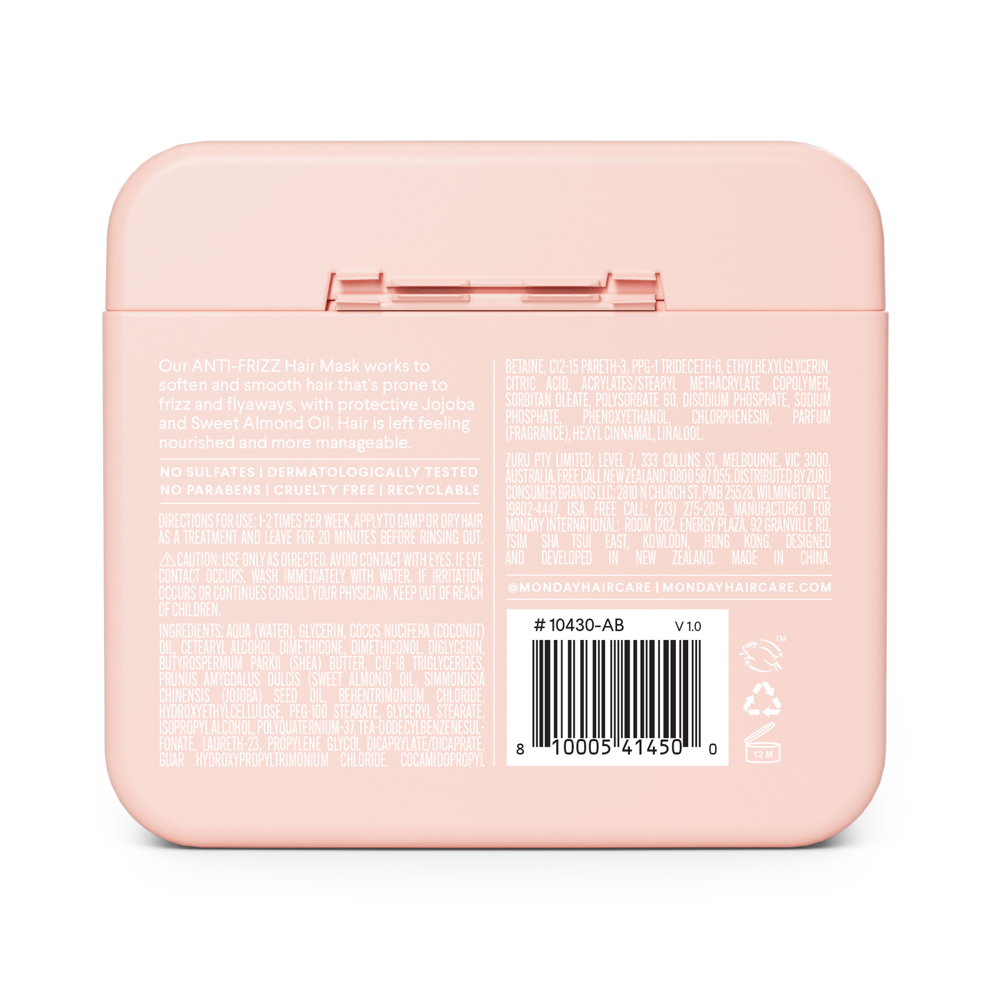 MONDAY Anti-Frizz + Jojoba Oil matu maska uz sprogošanos tendētiem matiem 250ml | Multum