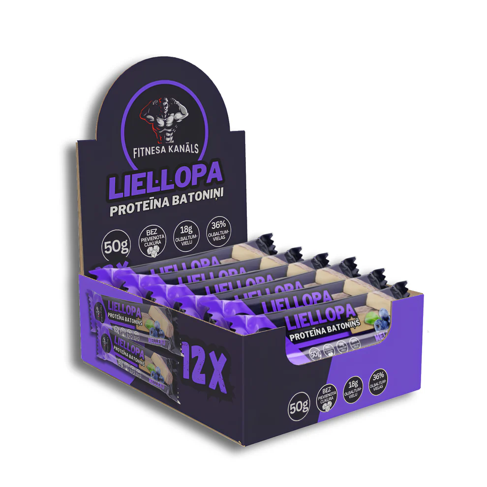 FITNESA KANĀLS Liellopa proteīna batoniņš ar melleņu garšu 50g | Multum