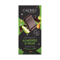 CACHET Tumšās šokolādes tāfelīte ar mandelēm un bumbieru gabaliņiem 100g | Multum