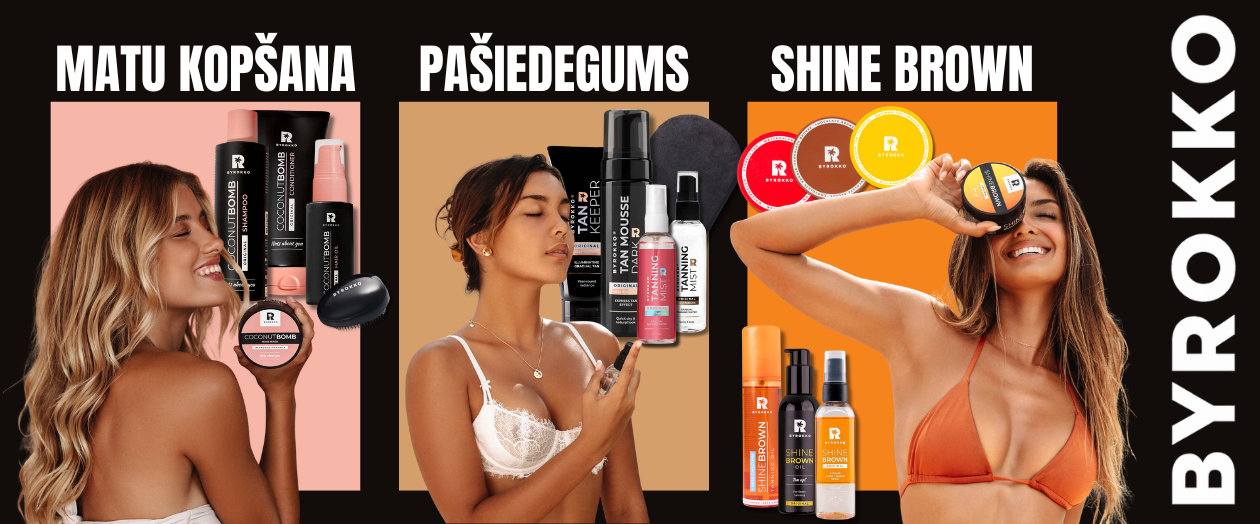 MULTUM, ByRokko, Shine Brown, paštonējošās putas, sauļošanās eļļas, matiem