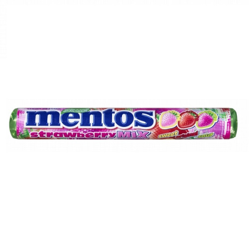 Mentos Strawberry košlājmās konfektes ar zemeņu garšu 37.5g | Multum
