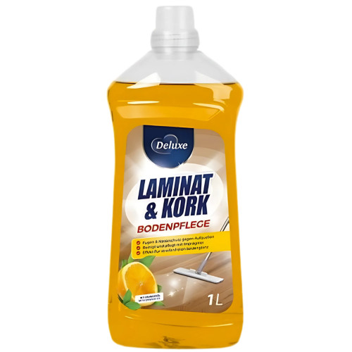 DELUXE lamināta un korķa grīdu tīrīšanas līdzeklis ar apelsīnu smaržu 1L | Multum