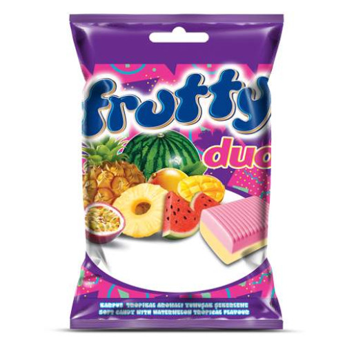 TAYAS Fruity Duo karameles ar arbūza un tropisko augļu garšu 200g | Multum