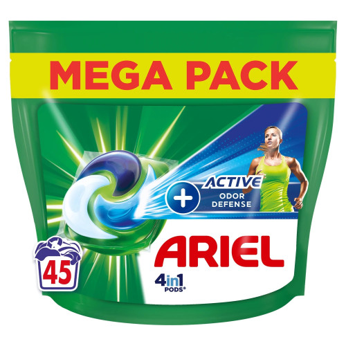 ARIEL 4in1 Odor Defense veļas mazgāšanas kapsulas 45gab | Multum