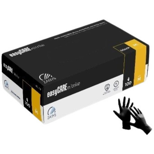 EASYCARE Nitrile cimdi bez pūdera, melni, M, 100gab | Multum