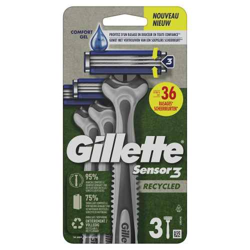 GILLETTE Sensor3 vienreizlietojami skuvekļi 3gab | Multum