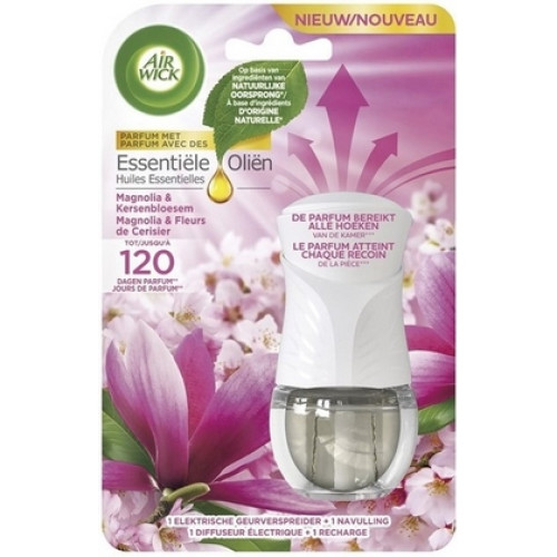AIR WICK Essential Oils elektriskais gaisa atsvaidzinātājs ar magnoliju un ķiršu ziedu aromātu 19ml | Multum