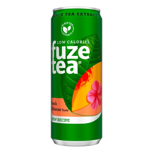 FUZE TEA Hibiscus Peach melnā ledus tēja, bundžā 330ml | Multum