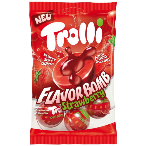 TROLLI Flavor Bomb Strawberry želejas konfektes 75g | Multum