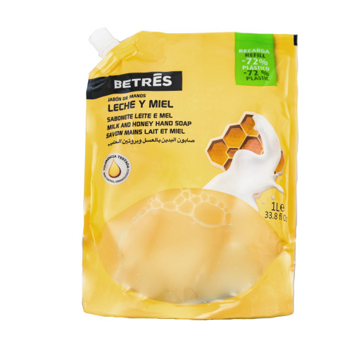 BETRES šķidro ziepju rezerve ar piena un medus aromātu 1L | Multum