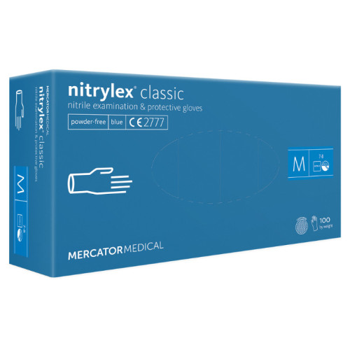 MERCATOR Nitrylex® nitrila cimdi bez pūdera, zili, M izmērs 100gab | Multum