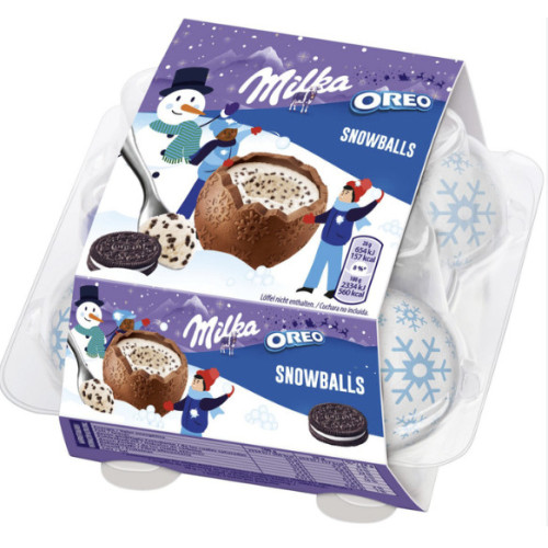 MILKA OREO Sniega pikas piena šokolādes konfektes ar pildījumu 112g | Multum