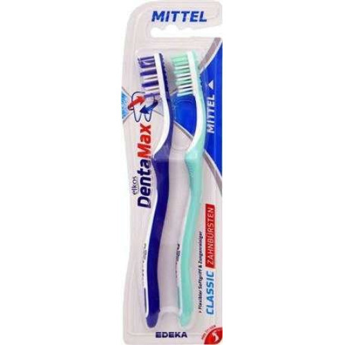 ELKOS Denta Max Medium x2 vidēji cietas zobu birstes | Multum