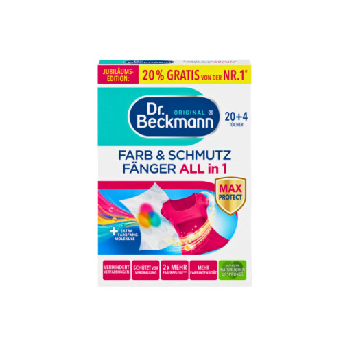 DR. BECKMANN salvetes pret sakrāsošanos, krāsainas veļas mazgāšanai 24gab | Multum